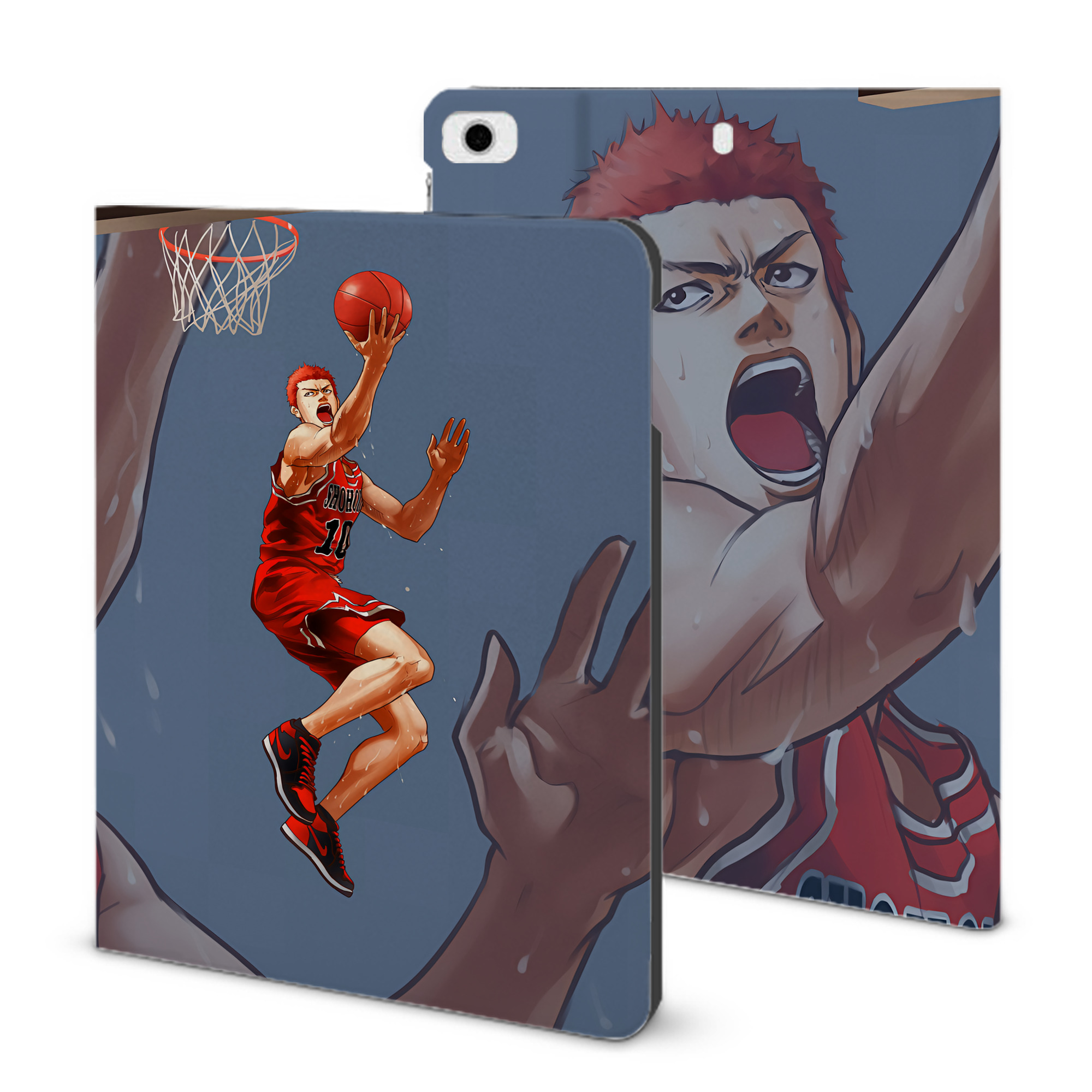（画像用） SLAM DUNK／スラムダンク IPad ケース ブック型 PUレザー TPU 耐衝撃 軽量 薄型 ペン収納なし 全面保護 IPad 各モデル対応